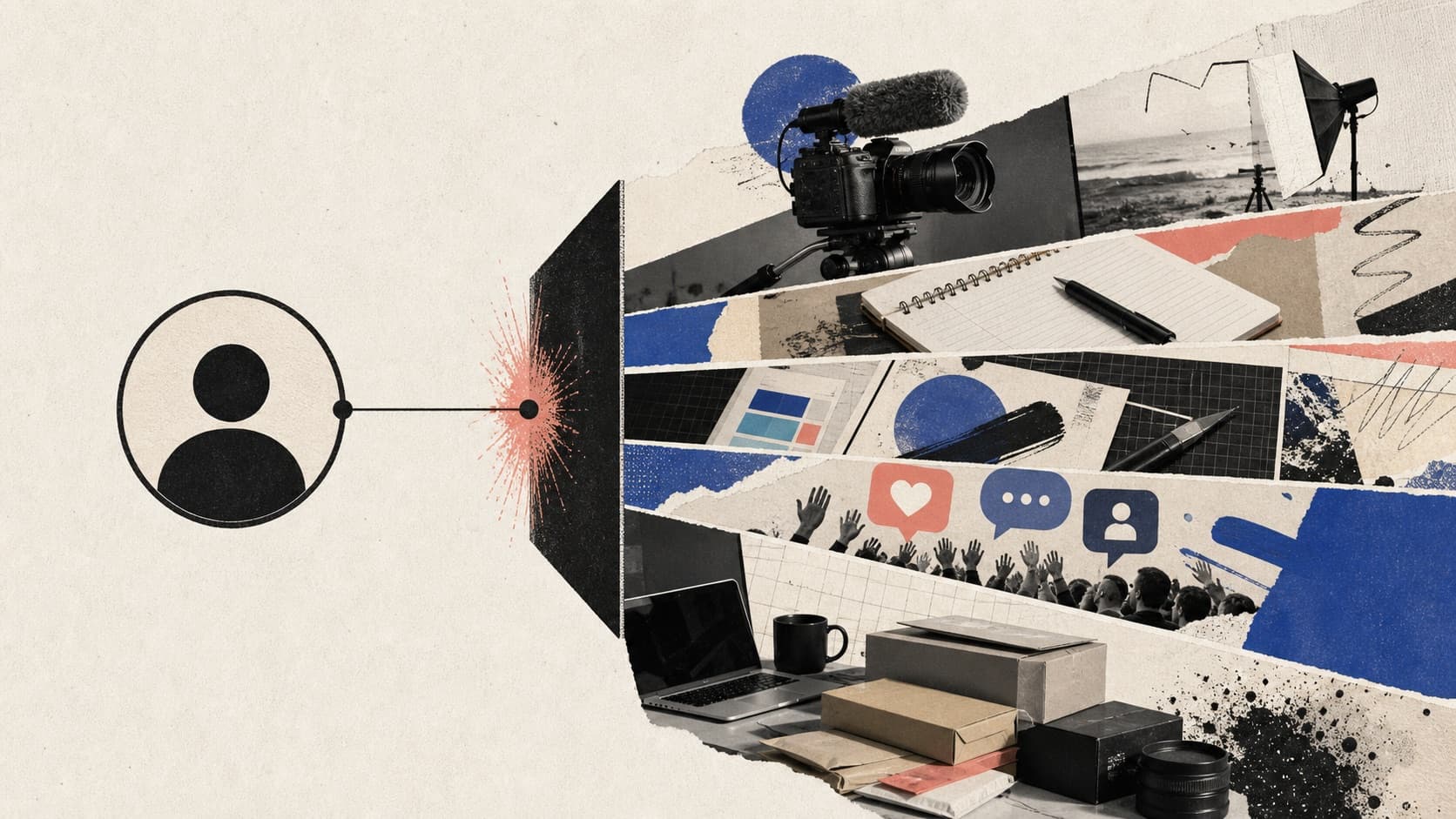 A profile category opening into the real work of filming, writing, designing and delivering client work