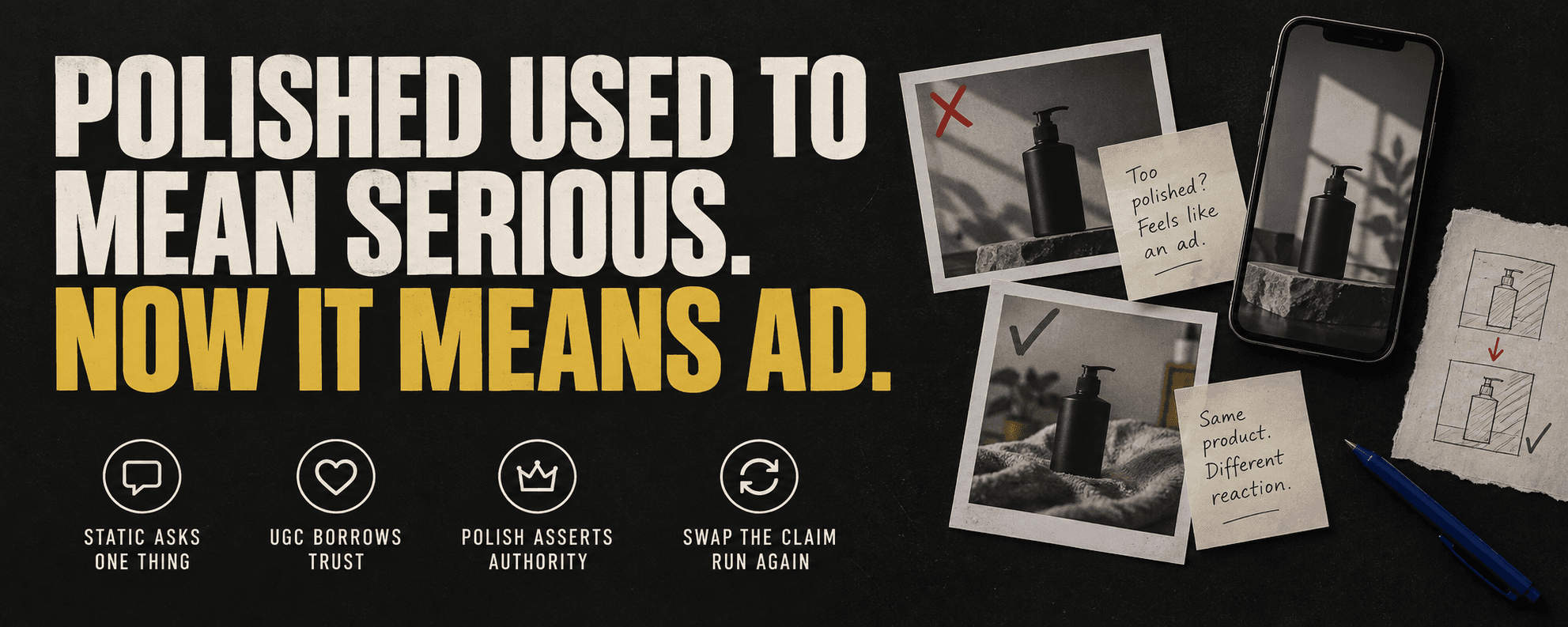 UGC, polished product creative, or statics — what actually wins