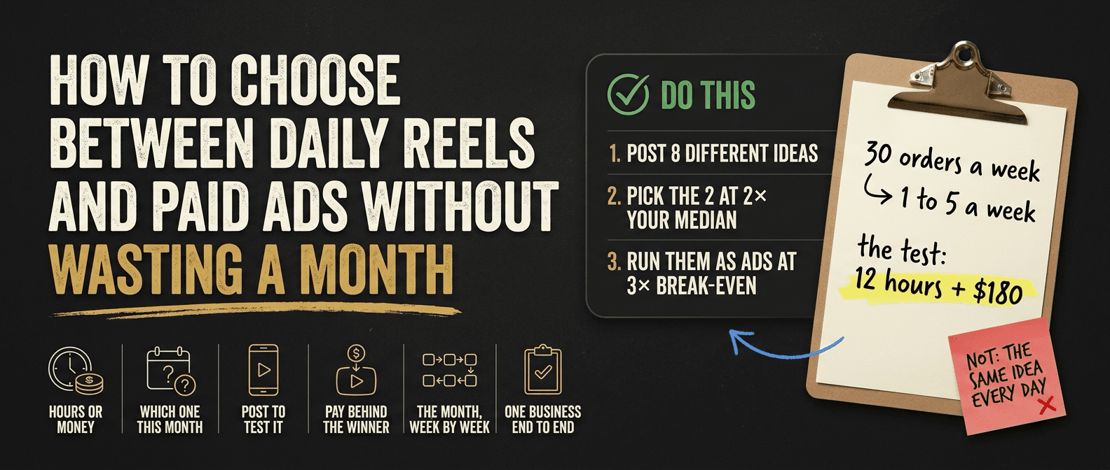 How to choose between daily Reels and paid ads without wasting a month